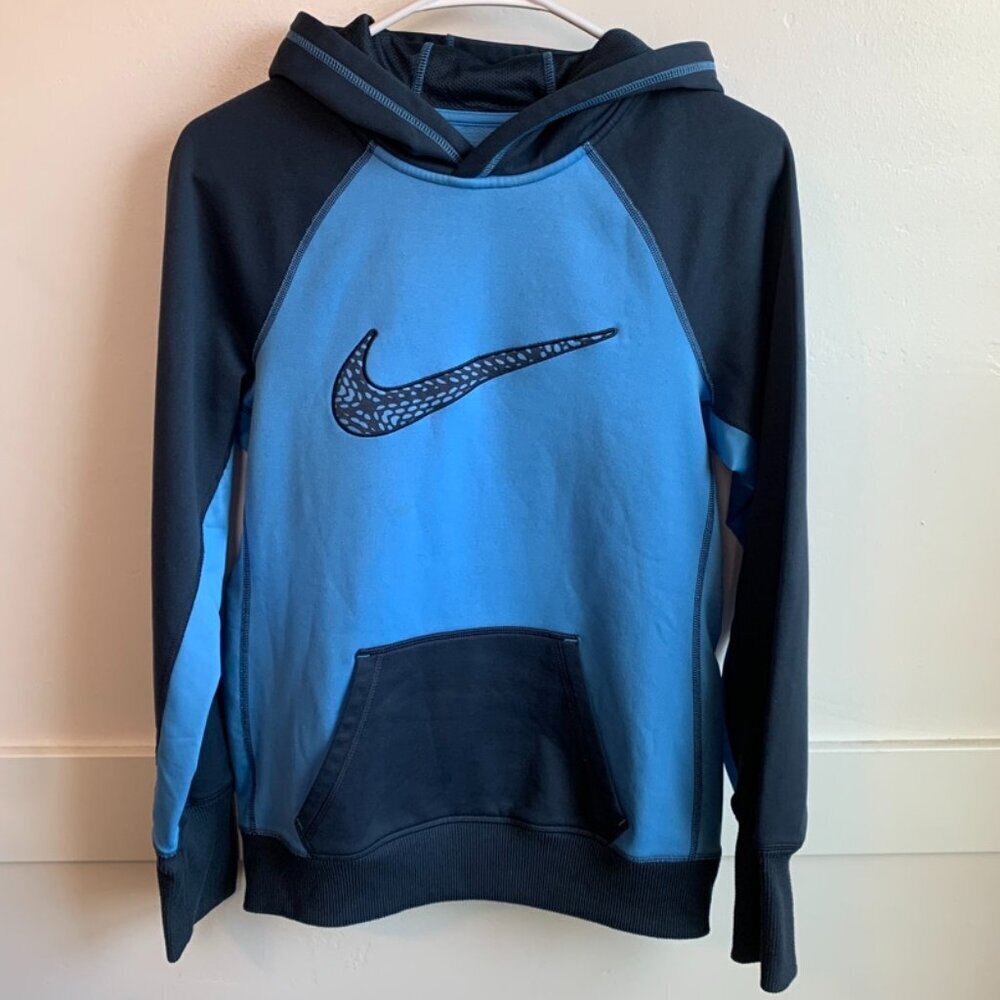 Nike Therma-Fit Light Blue & Dark Blue Logo Pullover Hoodie
